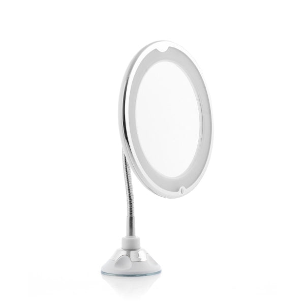 Miroir grossissant à LED avec bras flexible et ventouse