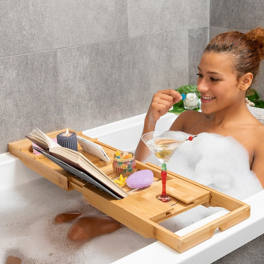 Plateau de Baignoire Extensible en Bambou